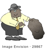#29867 Clip Art Graphic Of A Businessman Looking Under A Rock