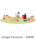 #29898 Clip Art Graphic Of A Man Drinking Wine And Soaking Up The Sun While Buried In The Sand At The Beach