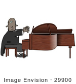 #29900 Clip Art Graphic Of A Talented African American Man Playing A Grand Piano