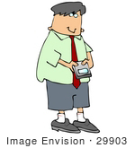 #29903 Clip Art Graphic Of A Man Checking His Email Or Texting On A Smart Phone