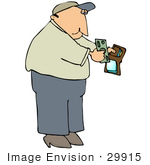 #29915 Clip Art Graphic Of A Man Pulling Money Out Of His Wallet To Pay For Something
