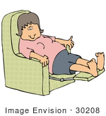 #30208 Clip Art Graphic Of An Exhausted White Woman Leaning Back In A Recliner Chair After A Long Day