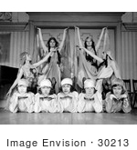 #30213 Stock Photo Of 9 Female Dancers Of Paul Tcherinkoff’S Russian Dancers Posing For A Portrait 1923