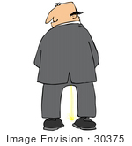 #30375 Clip Art Graphic Of A Mischievous Businessman Pissing And Looking Back Over His Shoulder