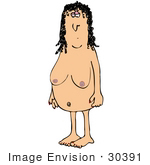 #30391 Clip Art Graphic Of A Naked Woman Ready To Get In The Shower