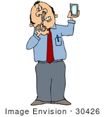 #30426 Clip Art Graphic Of A Caucasian Businesman Using Scissors To Trim His Nose Hair While Looking In A Mirror