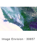 #30657 Stock Photo Of The Fires Burning Near Big Sur California As Seen From Space