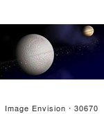 #30670 Stock Photo Of A Ring Of Debris Orbiting Saturn’S Second-Largest Moon Rhea