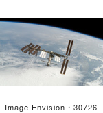 #30726 Stock Photo Of The International Space Station Backdropped By Earth’S Horizon On February 18th 2008