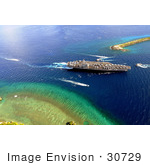 #30729 Stock Photo Of An Aircraft Carrier In Agana Harbor On Guam