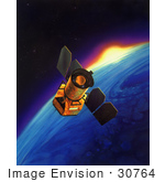 #30764 Stock Illustration Of The Galaxy Evolution Explorer In Space Observing Ultraviolet Frequencies