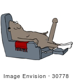 #30778 Clip Art Graphic Of A Horny Old Black Man Sitting Naked In A Chair Wearing Socks And Sporting A Huge Boner