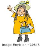 #30816 Clip Art Graphic Of A Woman Lizzie Borden Appearing To Be Friendly While Carrying A Hatchet In Her Purse