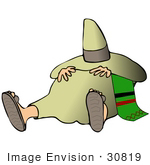 #30819 Clip Art Graphic Of A Mexican Man Wearing Sandals Taking An Afternoon Siesta Under His Sombrero