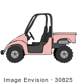 #30825 Clip Art Graphic Of A Pale Pink Utv Over A White Background