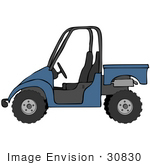 #30830 Clip Art Graphic Of A Dark Blue Utv Over A White Background