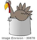 #30878 Clip Art Graphic of a Thankstiving Turkey Bird Chilling Out in a Pot by DJArt