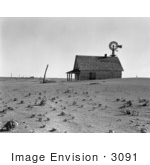 #3091 Stock Photography Of An Occupied Dust Bowl Farm House With A Windmill In Dalhart Texas