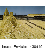 #30949 Stock Photo Of A Nearly Exhausted Sulphur Vat Along Loading Railroad Tracks At The Freeport Sulphur Company In Hoskins Mound Texas