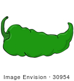 #30954 Clip Art Graphic Of A Spicy Hot Green Chilie Pepper With A Green Stem