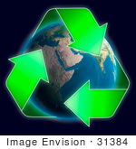 #31384 Conceptual Recycling Symbol Over Earth Globe