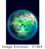 #31464 Conceptual Biohazard Symbol Over Earth Globe