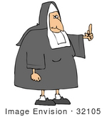 #32105 Clip Art Graphic Of An Angered Old Nun Flipping The Bird At Someone Who Made Her Mad