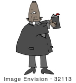 #32113 Clip Art Graphic Of An African American Preacher Holding A Bible And Teaching During Sunday Church