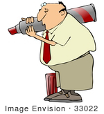 #33022 Clip Art Graphic Of A Caucasian Business Man Writing With A Giant Red Marker