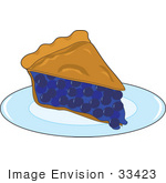 #33423 Clipart Of A Warm Slice Of Fresh Blueberry Pie Served On A Diner Plate