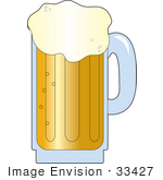 #33427 Clipart Of A Mug Of Frothy Beer Pouring Over The Rim Of The Glass