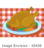 #33436 Clipart Of A Platter Served With Turkey Carrots And Potatoes For Christmas Or Thanksgiving Dinner