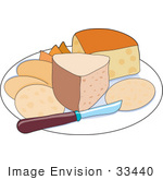 #33440 Clipart Of A Platter Of Different Tyeps Of Cheeses And Crackers