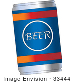 #33444 Clipart Of A Blue Can Of Beer