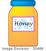 #33466 Clipart Of A Jar Of Bee Honey With A Blue Lid