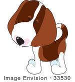 #33530 Clip Art Graphic Of An Adorable And Curious Beagle Puppy Dog Tilting His Head