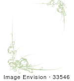 #33546 Clip Art Graphic of a Green Stationery Boder Of Scrolls Over A Whtie Center by Maria Bell