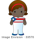#33570 Clip Art Graphic Of A Poppy Character Of Puerto Rico Wearing A Cultural Flag Outfit