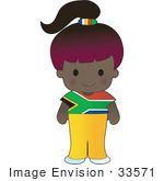 #33571 Clip Art Graphic Of A Poppy Character Of South Africa Wearing A Cultural Flag Outfit