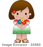 #33583 Clip Art Graphic Of A Brunette Haired Poppy Character Of Mexico Wearing A Cultural Flag Outfit