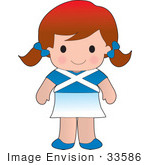 #33586 Clip Art Graphic Of A Poppy Character Of Scotland Wearing A Cultural Flag Outfit