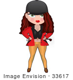 #33617 Clip Art Graphic Of A Dainty Character Lady Equestrian Holding A Stick