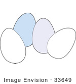 #33649 Clip Art Graphic Of A Group Of Blue And White Chicken Eggs