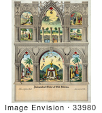 #33980 Stock Illustration Of 8 Biblical Scenes On A Certificate Of The Independent Order Of Odd Fellows