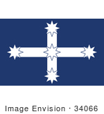 #34066 Clip Art Graphic Of The Southern Cross Constellation Over Blue On The Eureka Flag Of Australia