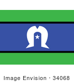 #34068 Clip Art Graphic Of The White Star And Dhari And A Star On The Blue And Green The Torres Strait Islanders Australia Flag