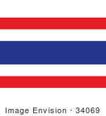 #34069 Clip Art Graphic of the Red, White And Blue Striped Flag Of Thailand by JVPD