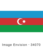 #34070 Clip Art Graphic Of The Rub El Hizb Star On The Blue Red And Green Flag Of Azerbaijan