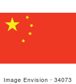 #34073 Clip Art Graphic Of Five Yellow Stars Over Red On The Flag Of The People’S Republic Of China