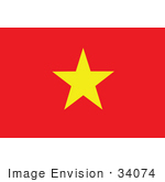 #34074 Clip Art Graphic Of The Yellow Star On The Red Flag Of Vietnam